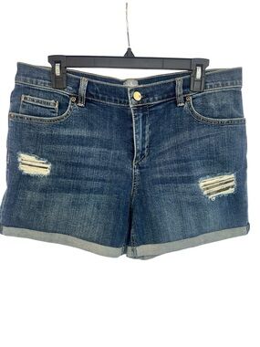 Soho Indigo Distressed Cuffed Jean Shorts - Women